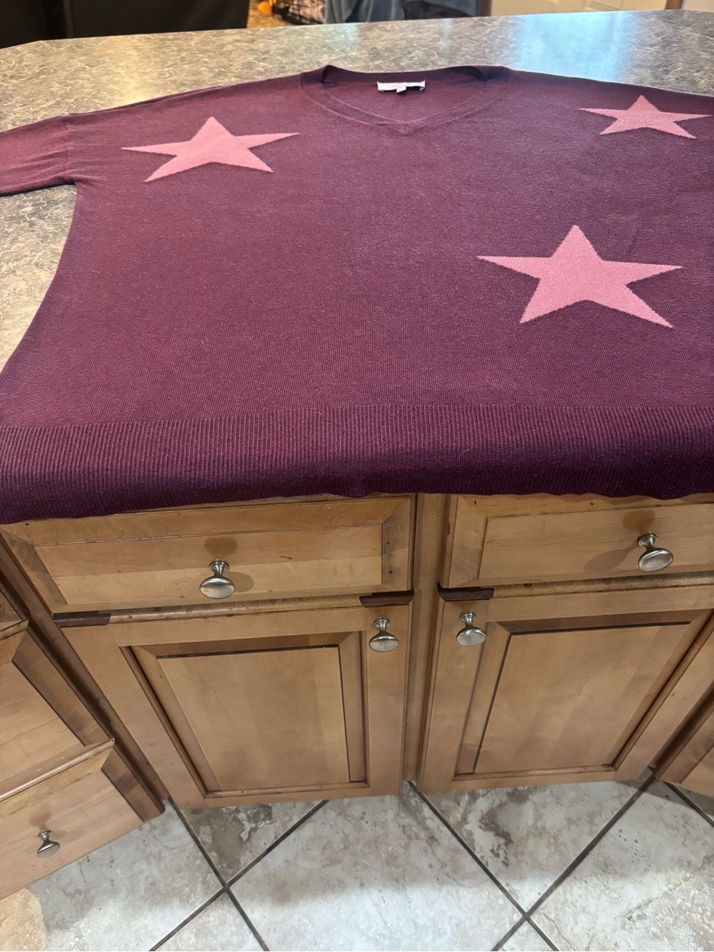 Laurie Felt Burgundy Sweater with Pink Star Accents